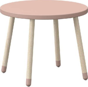 Růžový dětský stolek s nohami z jasanového dřeva Flexa Dots