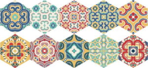 Sada 10 samolepek na podlahu Ambiance Floor Stickers Hexagons Lorena