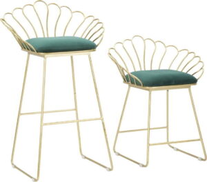 Sada 2 barových židlí ve zlato-zelené barvě Mauro Ferretti Flower Mauro Ferretti