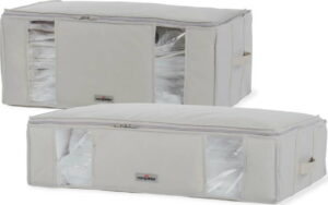 Sada 2 béžových úložných boxů pod postel s vakuovým obalem Compactor XXL Life Underbed Bags Compactor