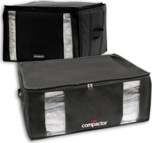 Sada 2 černých úložných boxů s vakuovým obalem Compactor Black Edition XXL