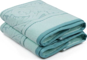 Sada 2 mentolově zelených bavlněných ručníků Sultan