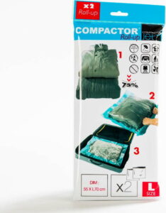 Sada 2 modrých vakuových obalů na oblečení Compactor