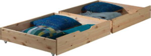 Sada 2 přírodních úložných boxů pod postel Vipack Pino Vipack