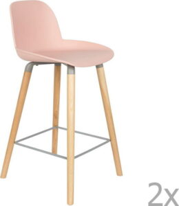 Sada 2 růžových barových židlí Zuiver Albert Kuip