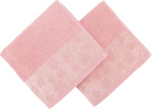 Sada 2 růžových ručníků z bavlny Marianis