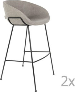 Sada 2 šedých barových židlí Zuiver Feston