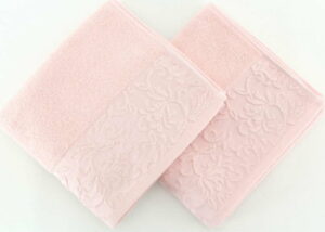 Sada 2 světle růžových ručníků ze 100% bavlny Burumcuk