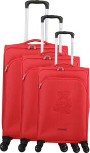 Sada 3 červených zavazadel na 4 kolečkách Lulucastagnette Emilia LULUCASTAGNETTE