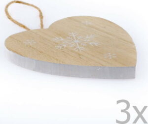 Sada 3 dřevěných závěsných srdcí Dakls Snowflake