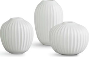 Sada 3 kameninových bílých váz Kähler Design Hammershoi Miniature Kähler Design