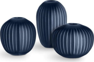 Sada 3 kameninových tmavě modrých váz Kähler Design Hammershoi Miniature Kähler Design
