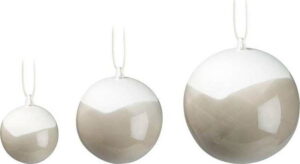 Sada 3 šedých vánočních ozdob na stromeček z kostního porcelánu Kähler Design Nobili Kähler Design