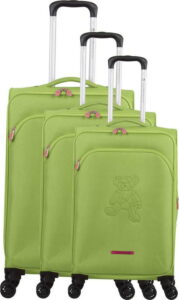 Sada 3 zelených zavazadel na 4 kolečkách Lulucastagnette Emilia LULUCASTAGNETTE
