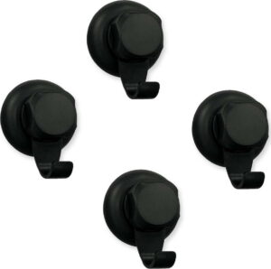 Sada 4 černých samodržících nástěnných háčků Compactor Bestlock Black Small Hooks