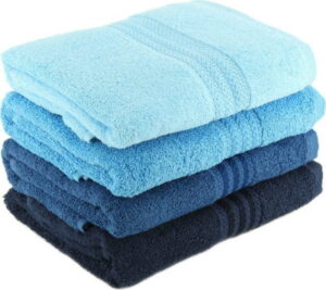 Sada 4 modrých bavlněných ručníků Rainbow Sky