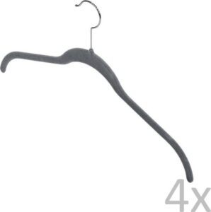 Sada 4 šedých ramínek Domopak Velvet Hangers Domopak