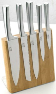 Sada 5 nožů z nerezové oceli s magnetickým bambusovým blokem Jean Dubost Meteor Bamboo Jean Dubost