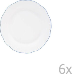Sada 6 bílých porcelánových dezertních talířů Orion Blue Line