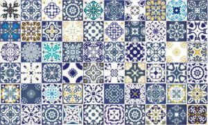 Sada 60 nástěnných samolepek Ambiance Azulejos Cyprus