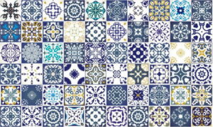 Sada 60 nástěnných samolepek Ambiance Wall Decal Tiles Azulejos Cyprus