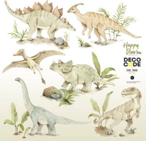 Sada nástěnných dětských samolepek s motivy dinosaura Dekornik Happy Dino