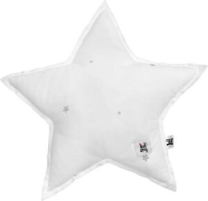 Šedý dětský bavlněný polštář ve tvaru hvězdy BELLAMY Shining Star BELLAMY