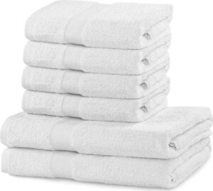 Set 2 bavlněných bílých osušek a 4 ručníků DecoKing Marina DecoKing