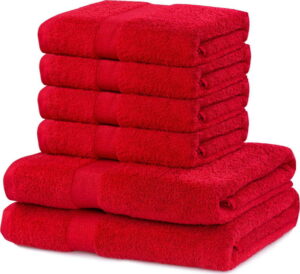 Set 2 bavlněných červených osušek a 4 ručníků DecoKing Marina DecoKing