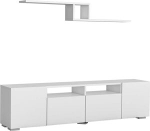 Set bílého TV stolku a nástěnné police Bellini Kalune Design