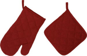 Set karmínově červené chňapky a rukavice Unimasa Unimasa
