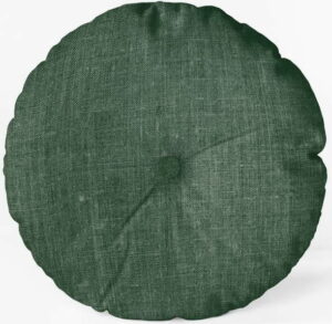 Tmavě zelený polštář Linen Couture Cojin Redondo Dark Green