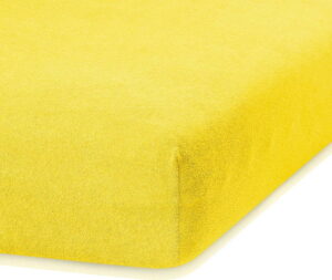 Tmavě žluté elastické prostěradlo s vysokým podílem bavlny AmeliaHome Ruby
