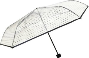 Transparentní skládací deštník Ambiance Black Polka Dots