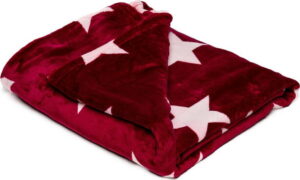Vínově červená mikroplyšová deka My House Stars