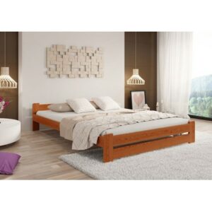 Vyvýšená masivní postel Euro 140x200 cm včetně roštu Borovice Home Line