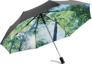 Zelenočerný větruodolný skládací deštník Ambiance Forest