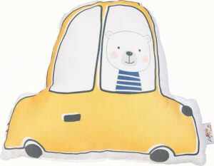 Žlutý dětský polštářek s příměsí bavlny Apolena Pillow Toy Car