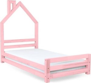 Dětská růžová postel z smrkového dřeva Benlemi Wally