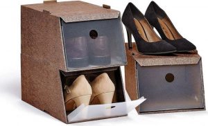Sada 3 hnědých úložných boxů na obuv Domopak Domopak