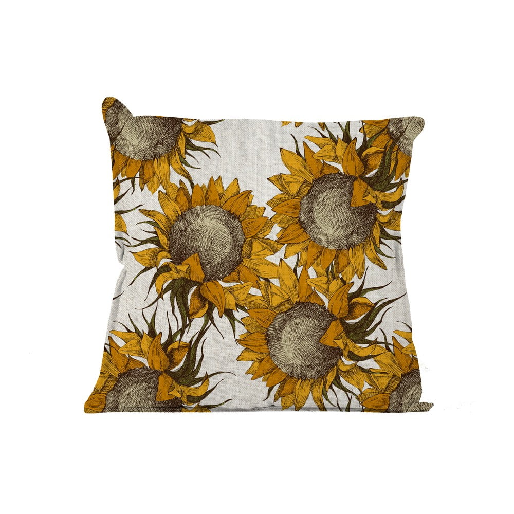 Béžový polštář s motivem slunečnic Linen Couture Sunflower