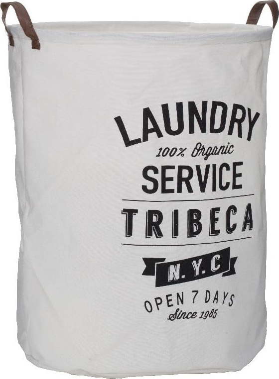 Bílý koš na prádlo s popiskem Premier Housewares Tribeca