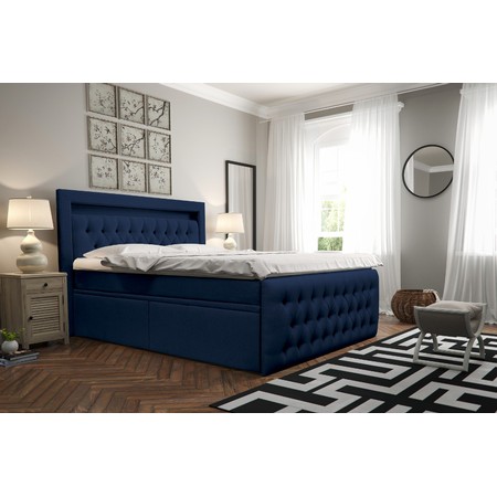 Čalouněná postel CESAR včetně úložného prostoru 140x200 Modrá KOLA