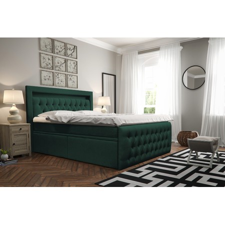 Čalouněná postel CESAR včetně úložného prostoru 160x200 Zelená KOLA