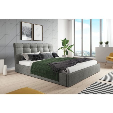 Čalouněná postel MALAGA šedá rozměr 160x200 cm TT-FURNITURE