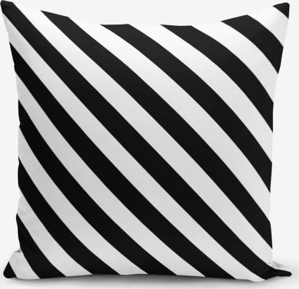 Černo-bílý povlak na polštář s příměsí bavlny Minimalist Cushion Covers Black White Seriti