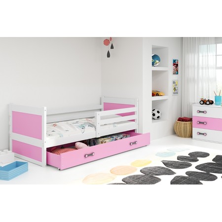 Dětská postel RICO 200x90 cm Bílá Ružové BMS