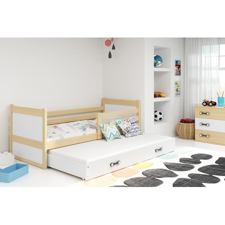 Dětská postel s výsuvnou postelí RICO 200x90 cm Borovice Bílá BMS