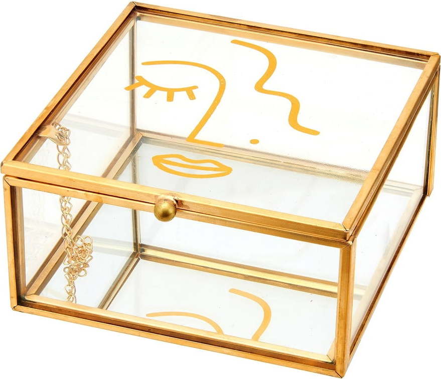 Krabička na šperky s detaily ve zlaté barvě Sass & Belle Abstract Face Sass & Belle