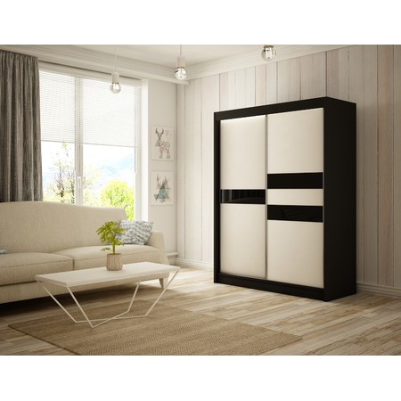 Kvalitní Šatní Skříň Arrow 150 cm Černá Černý Mat/Bílý Mat Furniture